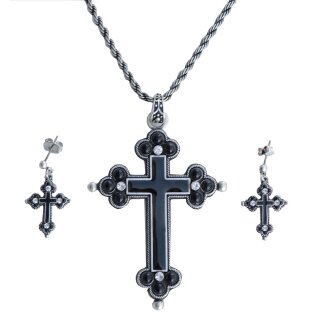 Montana Silversmiths black cross jewelry set