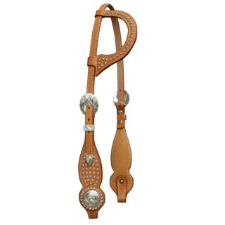 One Ear Headstall with silver Conchas