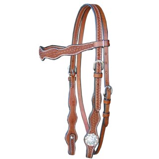 Headstall with Conchas and basket tooling