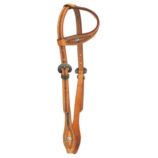 One Ear Headstall with Tooling and rivets